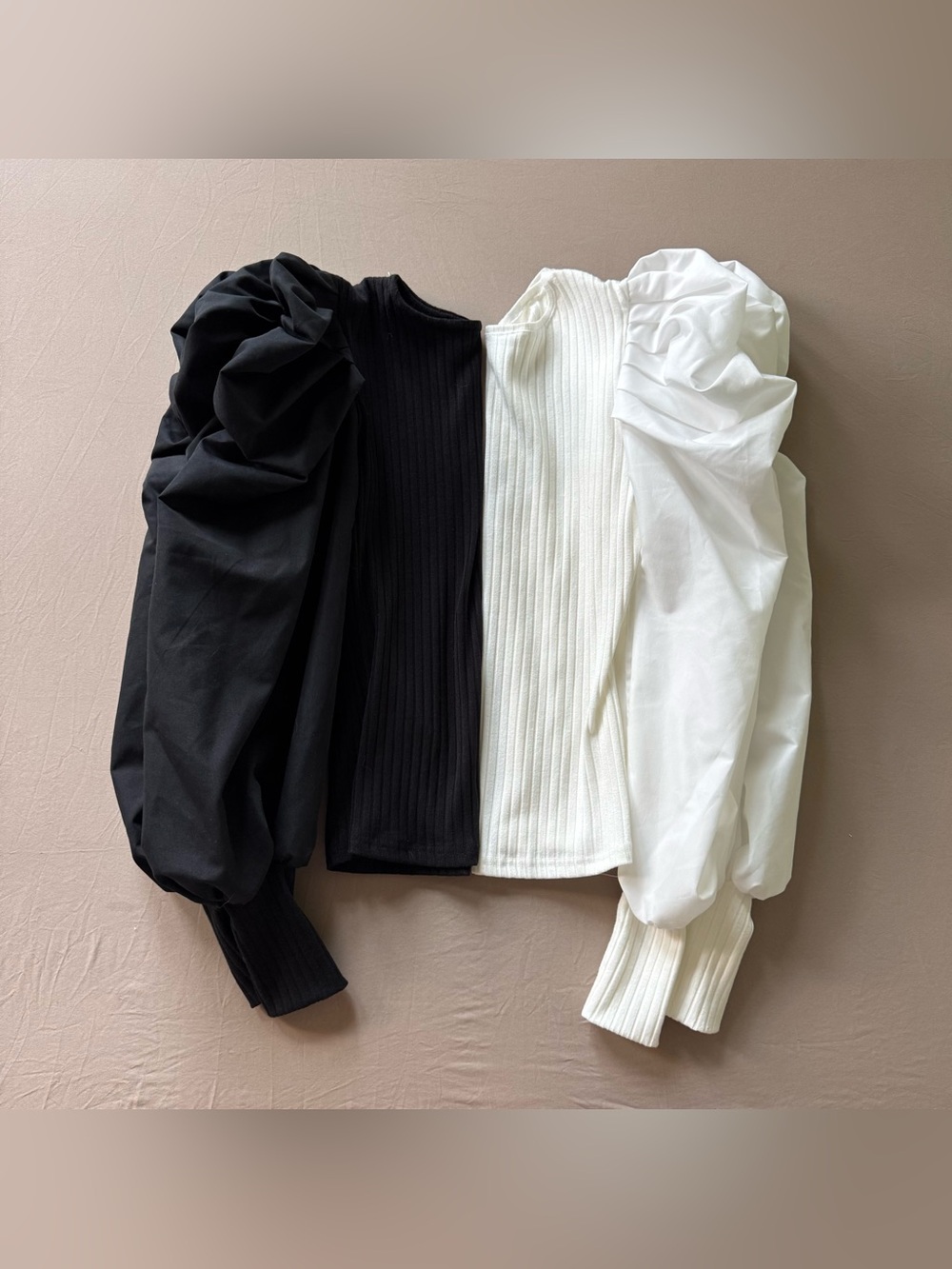 Puff Sleeve Rib Knit Top Bundle